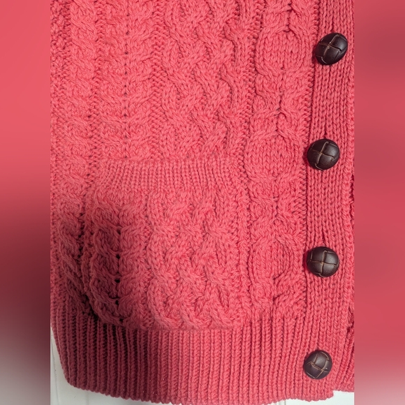 Aran Crafts Pink Cable Knit Cardigan Sweater - Picture 4 of 7